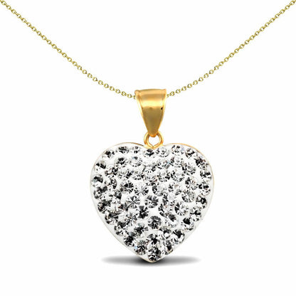 9ct Gold  Crystal Love Heart Charm Pendant - JPD529