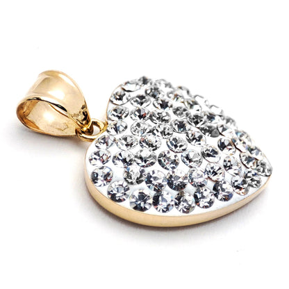 9ct Gold  Crystal Love Heart Charm Pendant - JPD529