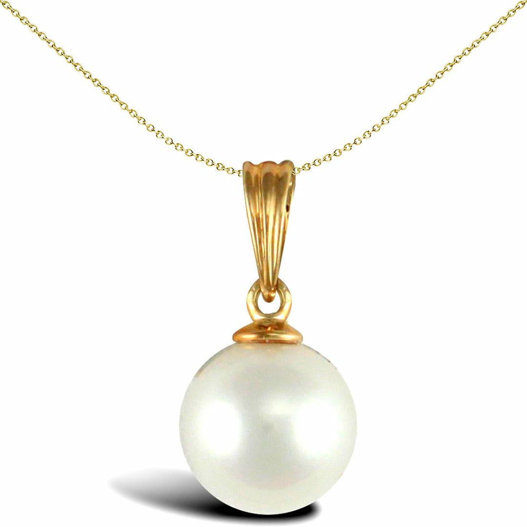 9ct Gold  Akoya Pearl Full Moon Pendant 7mm - JPD545