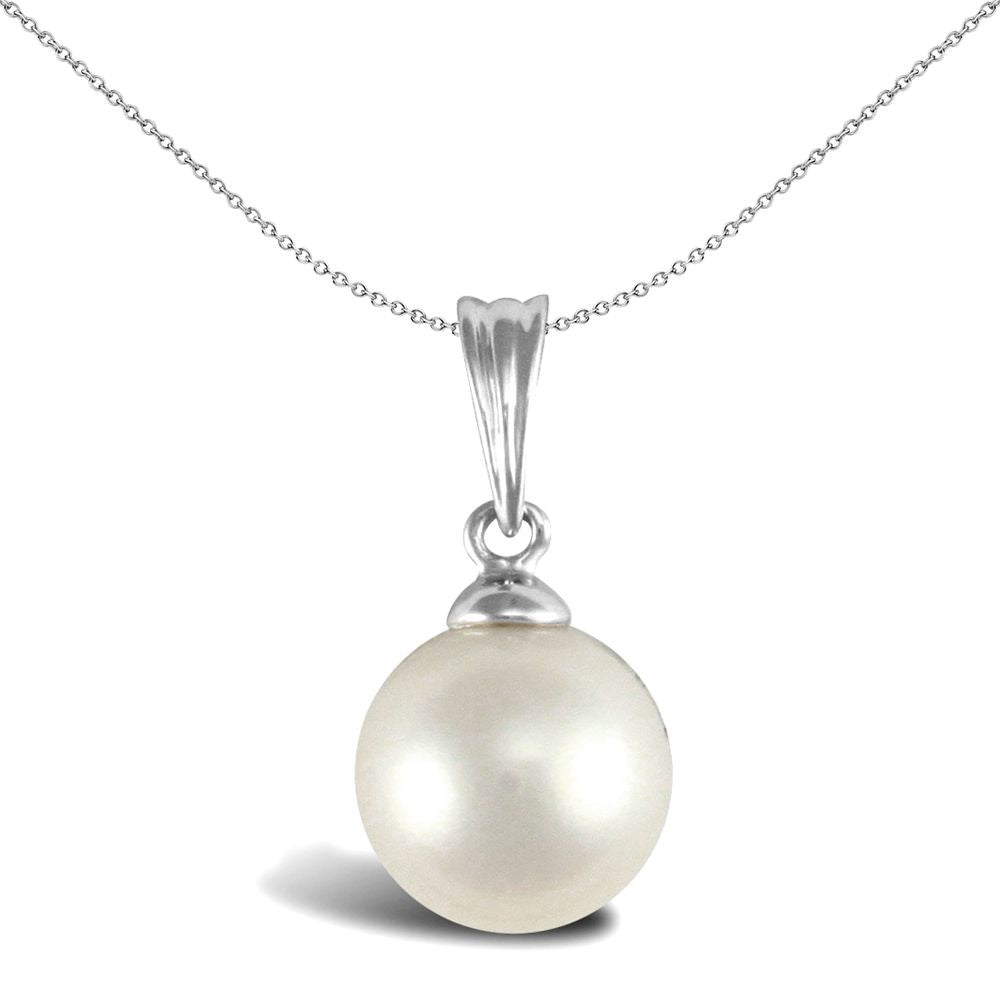 9ct White Gold  Akoya Pearl Full Moon Pendant 7mm - JPD546