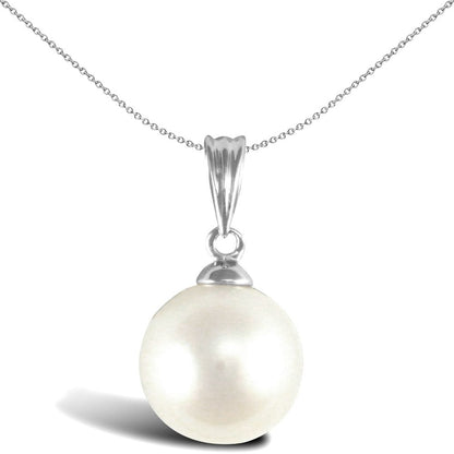 9ct White Gold  Akoya Pearl Full Moon Pendant 8mm - JPD548