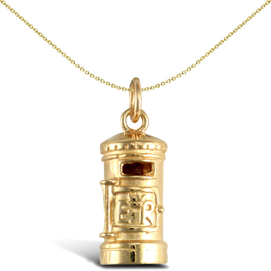 Solid 9ct Gold  Traditional Postbox Charm Pendant - JPD554