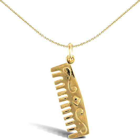 Solid 9ct Gold  Comb Charm Pendant - JPD562