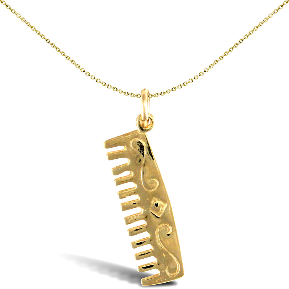 Solid 9ct Gold  Comb Charm Pendant - JPD562