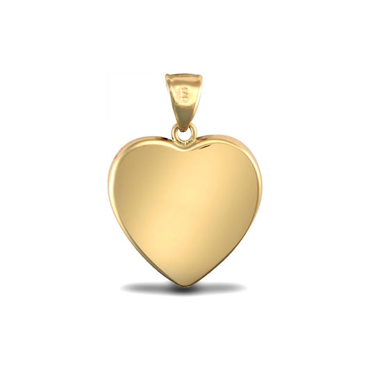 9ct Gold  Scarlet Red Round Crystal Love Heart Charm Pendant - JPD568