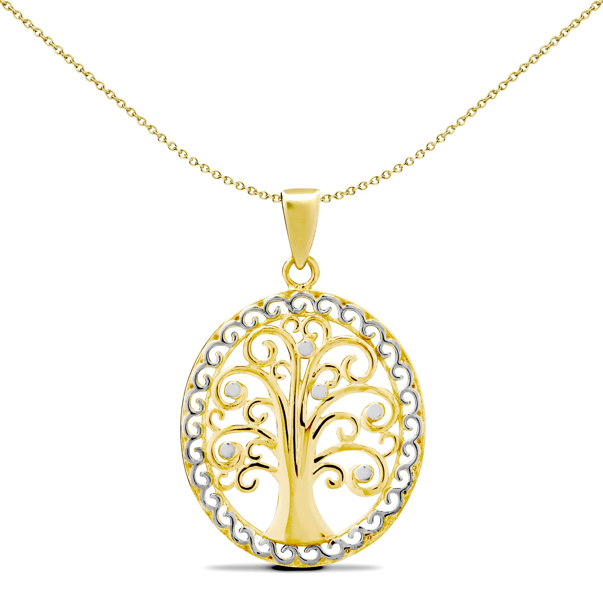 Ladies 9ct Yellow and White Gold  Tree of Life Charm Pendant - JPD585