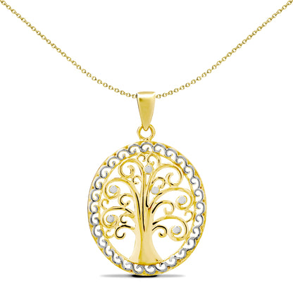 Ladies 9ct Yellow and White Gold  Tree of Life Charm Pendant - JPD585