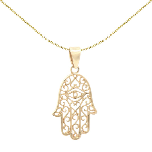 Ladies 9ct Gold  Hamsa 5 Hand Charm Pendant - JPD586
