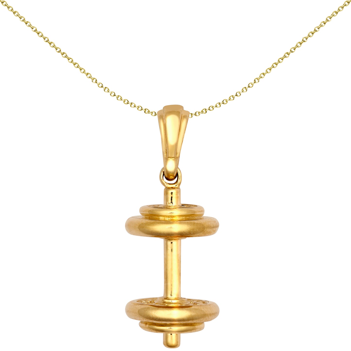 Unisex 9ct Gold  Fitness Gym Dumbbell Novelty Pendant - JPD590