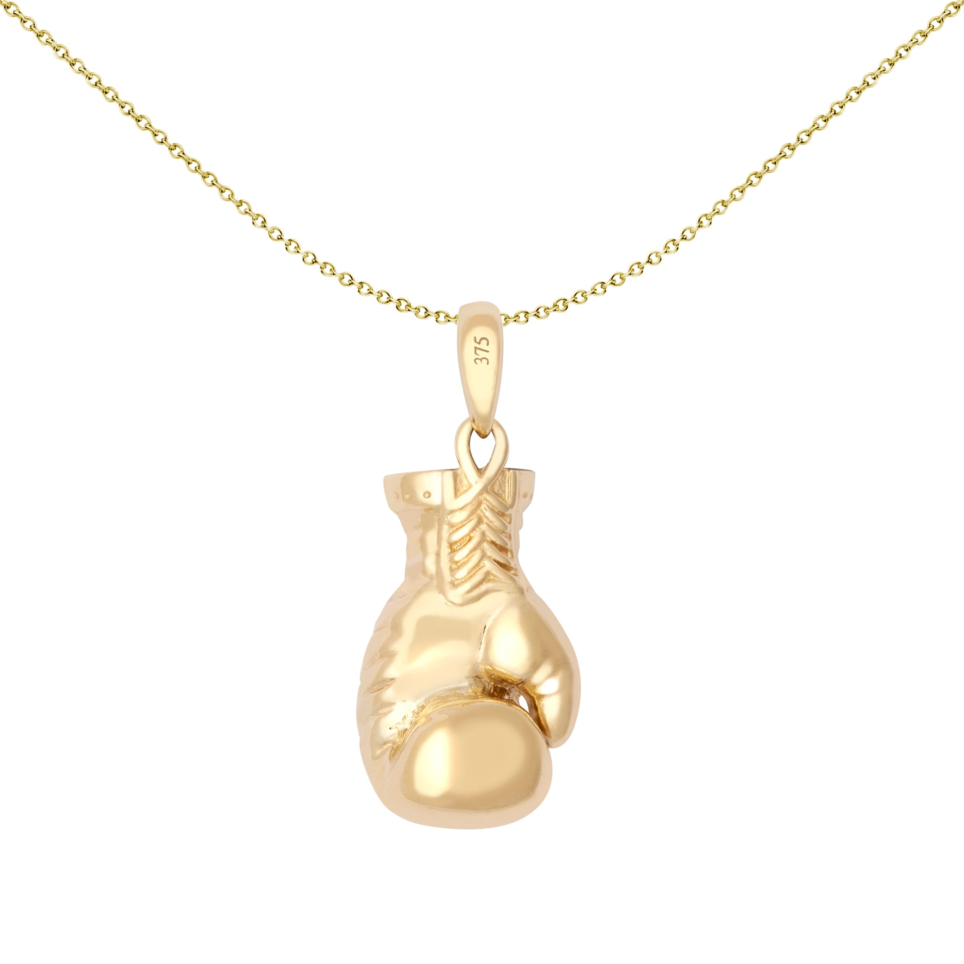 9ct Gold  Realistic 3D Single Boxing Glove Novelty Pendant, Small - JPD591