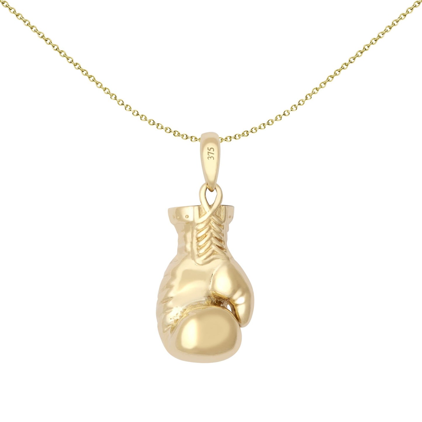 9ct Gold  Realistic 3D Single Boxing Glove Novelty Pendant, Small - JPD591