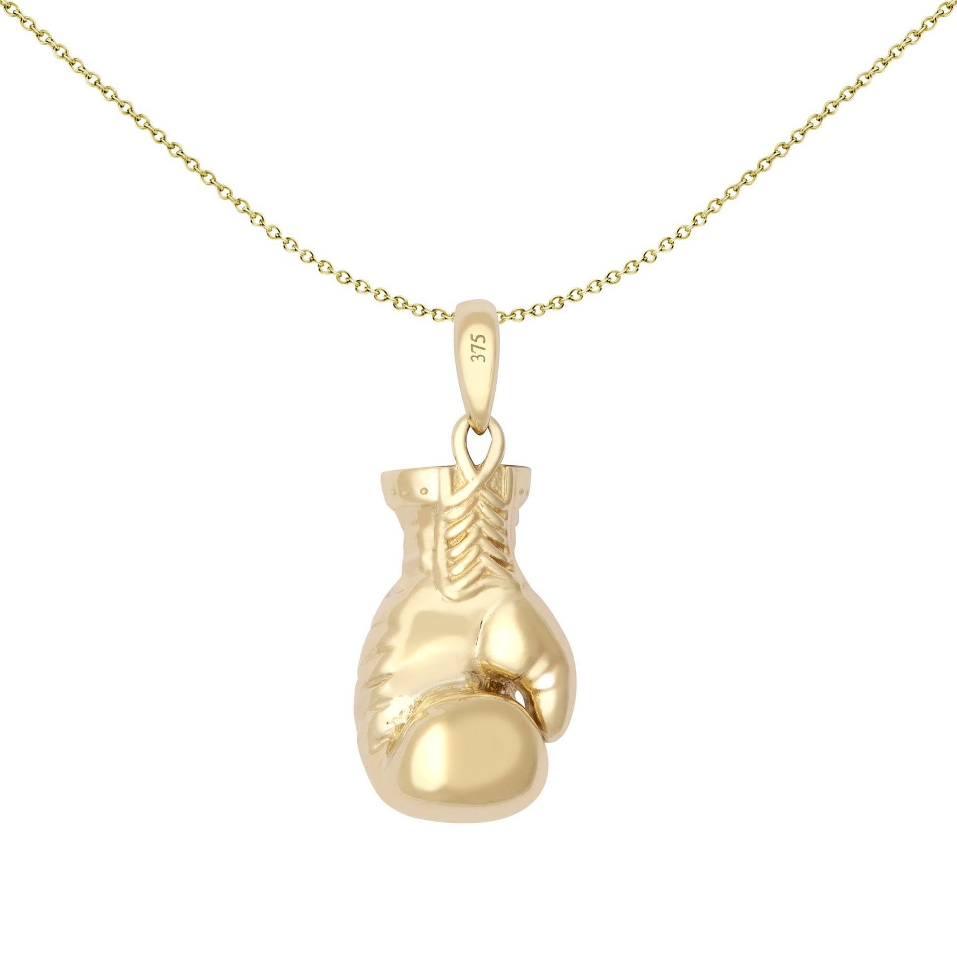 9ct Gold  Realistic 3D Single Boxing Glove Novelty Pendant, Small - JPD591