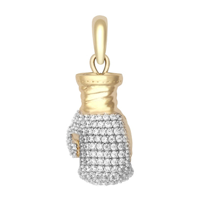 9ct 2-Colour Gold  CZ 3D Single Boxing Glove Pendant, Small - JPD594