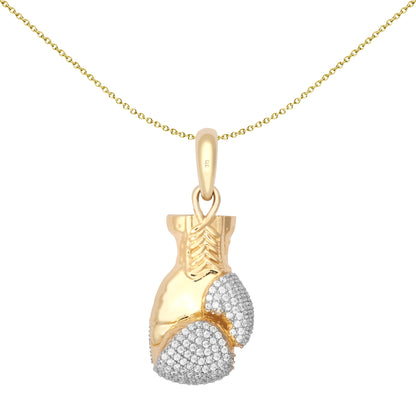 9ct 2-Colour Gold  CZ 3D Single Boxing Glove Pendant, Medium - JPD595