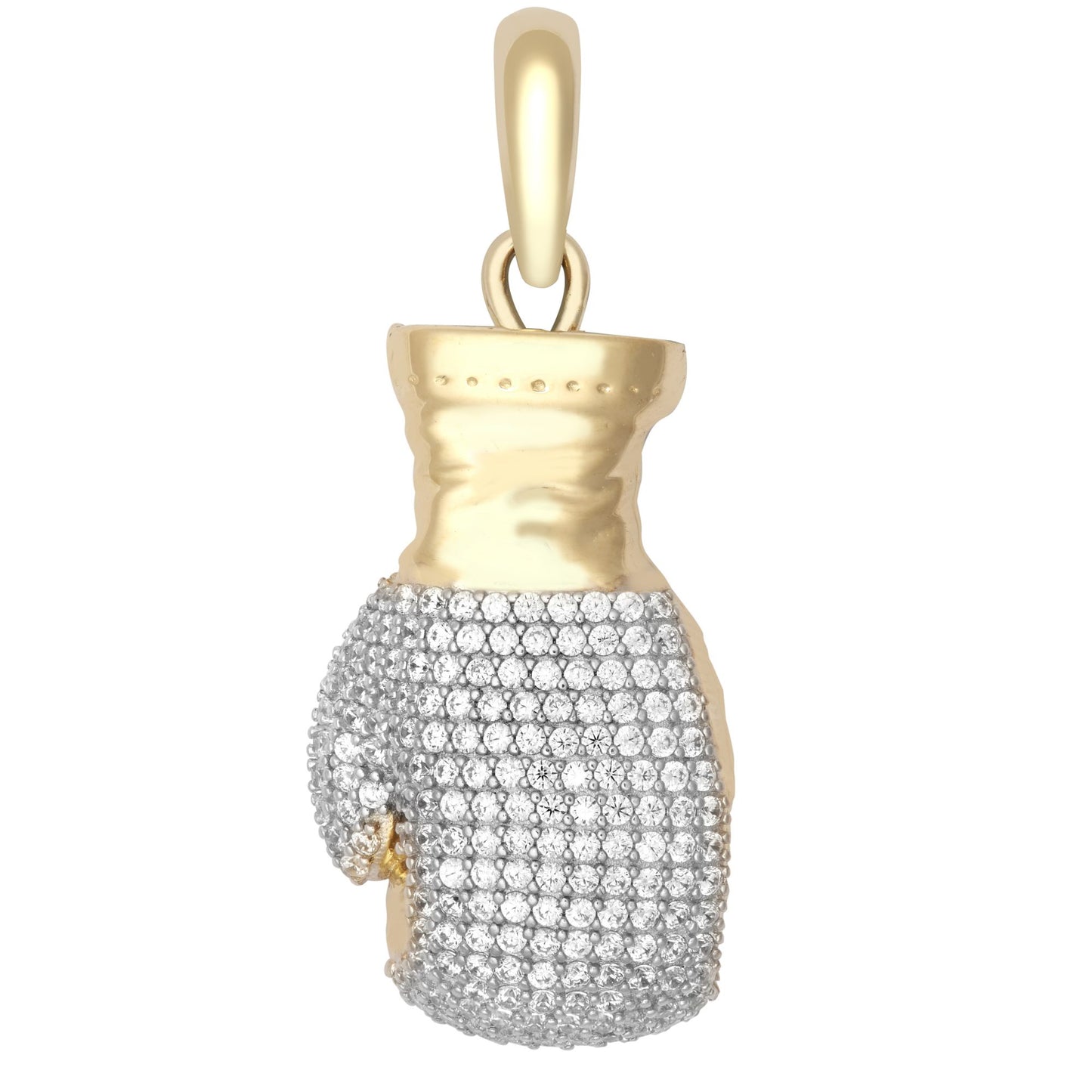 9ct 2-Colour Gold  CZ 3D Single Boxing Glove Pendant, Medium - JPD595