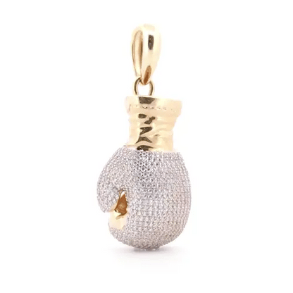 9ct 2-Colour Gold  CZ 3D Single Boxing Glove Pendant, Large - JPD596