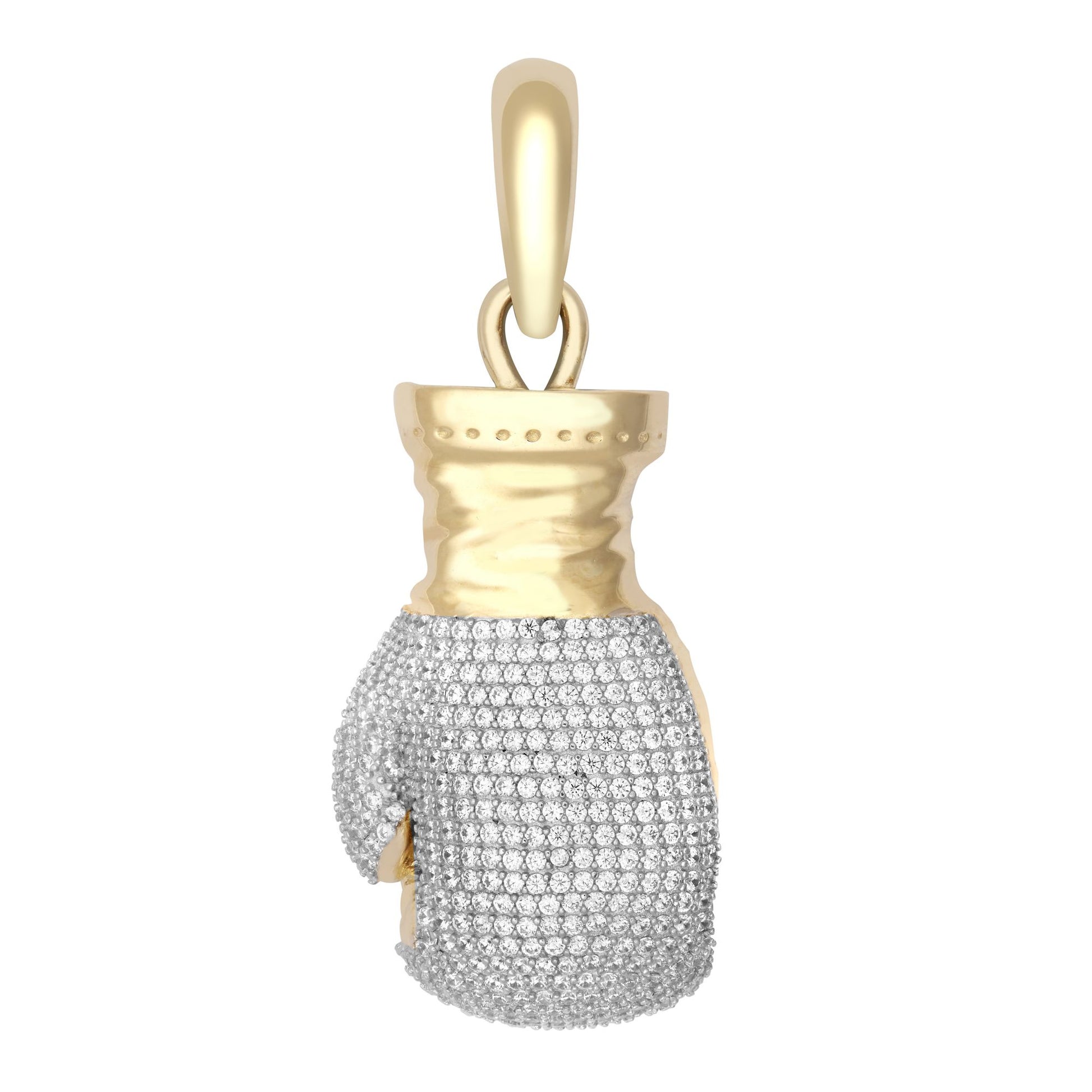 9ct 2-Colour Gold  CZ 3D Single Boxing Glove Pendant, Large - JPD596
