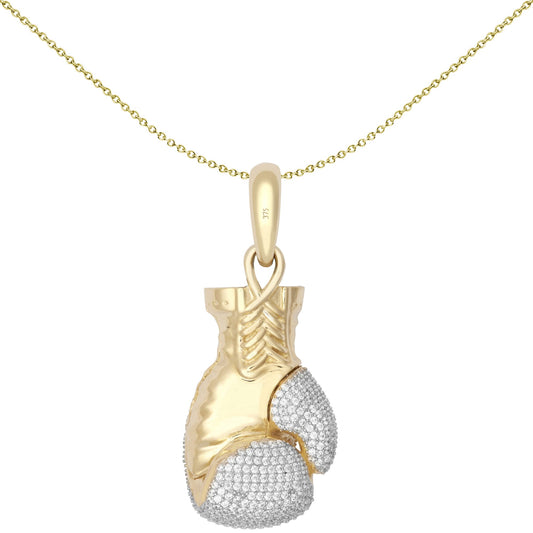 9ct 2-Colour Gold  CZ 3D Single Boxing Glove Pendant, Large - JPD596