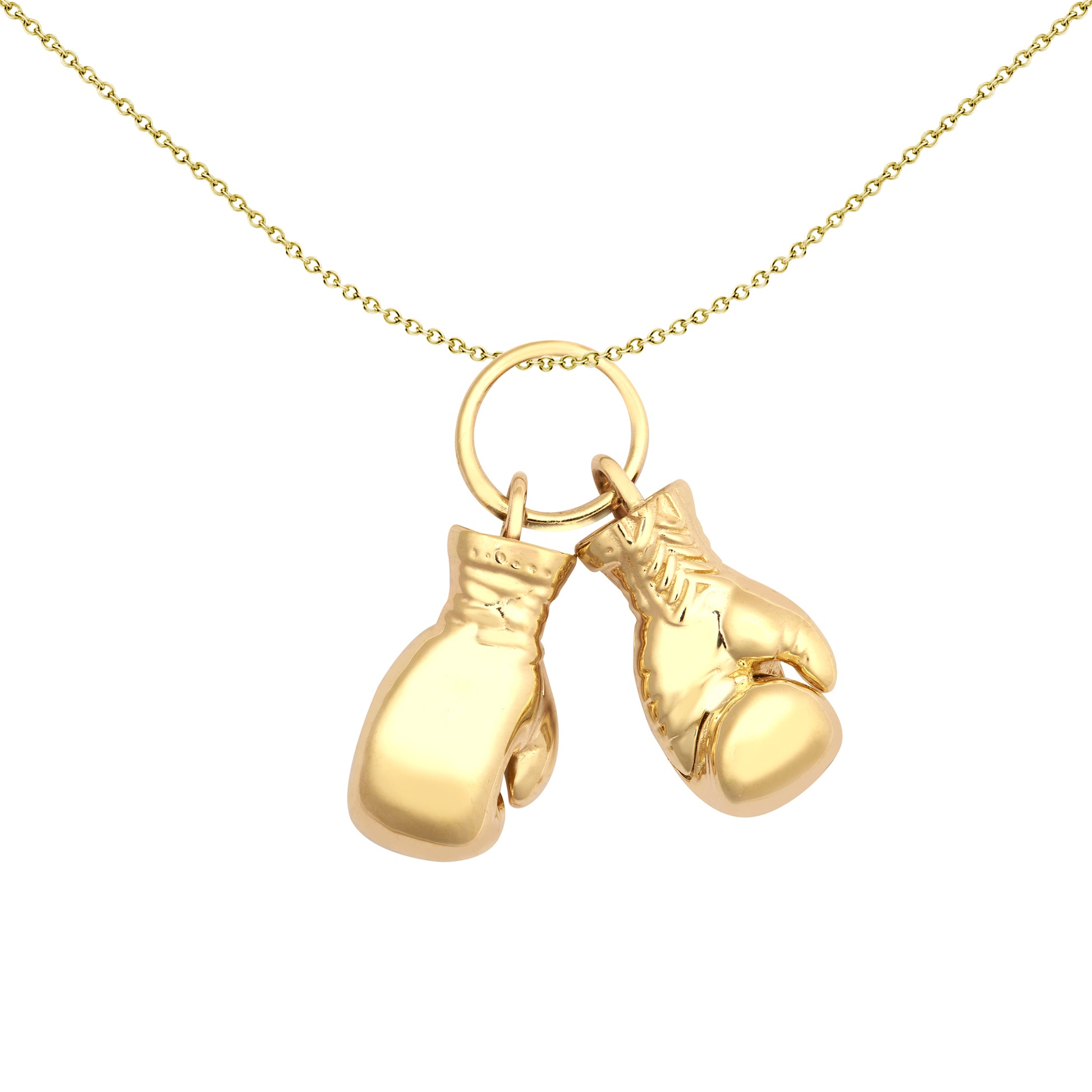 9ct Gold  Realistic 3D Pair of Boxing Gloves Novelty Pendant - JPD597