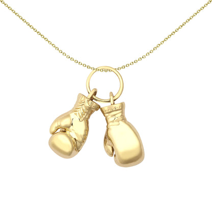 9ct Gold  Realistic 3D Pair of Boxing Gloves Novelty Pendant - JPD597