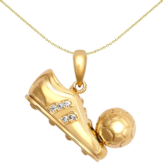 9ct Gold  CZ Football & Boot Foot Stall Novelty Pendant - JPD605