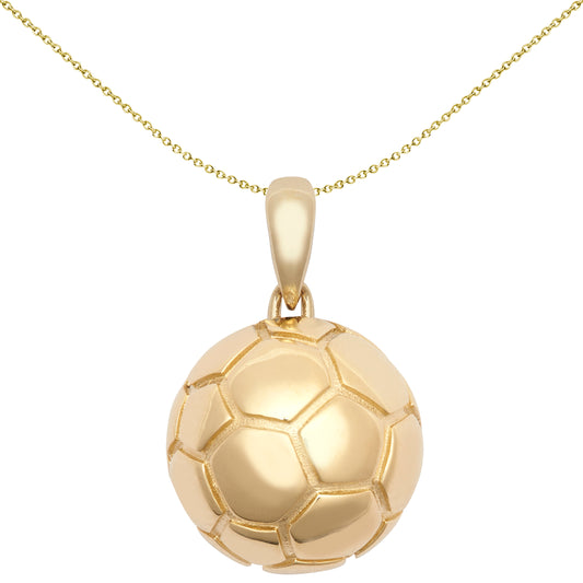 9ct Gold  3D Retro 27 Panel Football Soccer Ball Novelty Pendant - JPD606