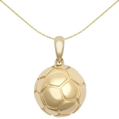 9ct Gold  3D Retro 27 Panel Football Soccer Ball Novelty Pendant - JPD606