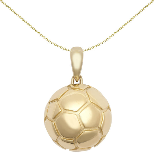9ct Gold  3D Retro 27 Panel Football Soccer Ball Novelty Pendant - JPD606