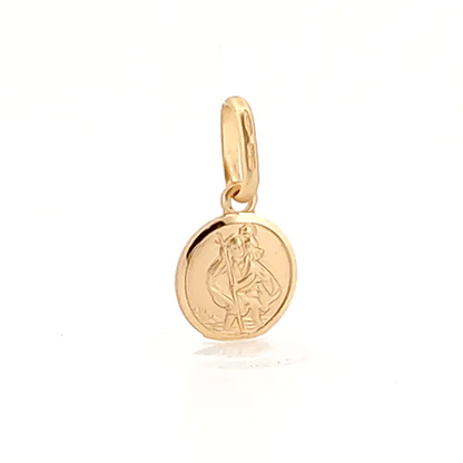 Solid 9ct Gold  Matte St Christopher Medallion Pendant - JPM001