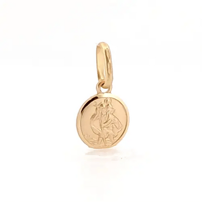 Solid 9ct Gold  Matte St Christopher Medallion Pendant - JPM001