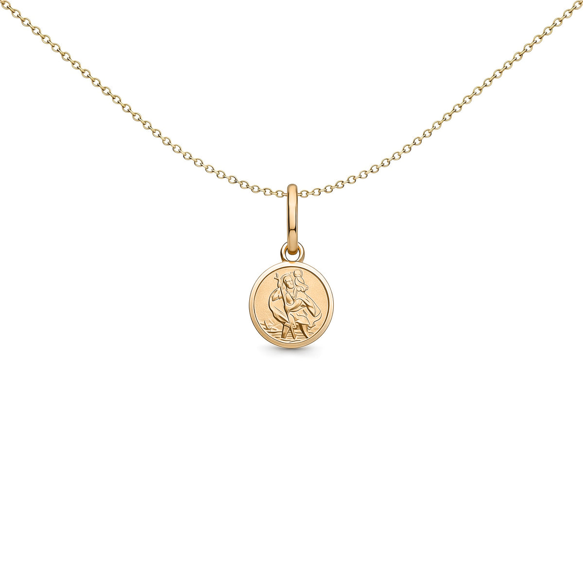 Solid 9ct Gold  Matte St Christopher Medallion Pendant - JPM001