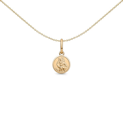 Solid 9ct Gold  Matte St Christopher Medallion Pendant - JPM001