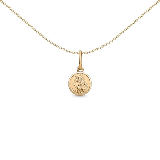 Solid 9ct Gold  Matte St Christopher Medallion Pendant - JPM001