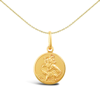 Solid 9ct Gold  Matte St Christopher Medallion Pendant - JPM002