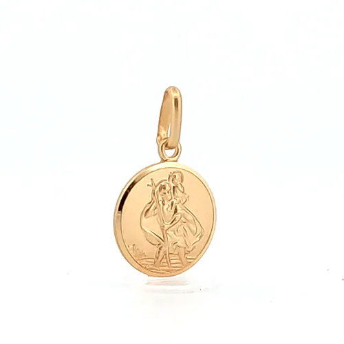 Solid 9ct Gold  Matte St Christopher Medallion Pendant - JPM002