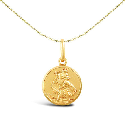 Solid 9ct Gold  Matte St Christopher Medallion Pendant - JPM002