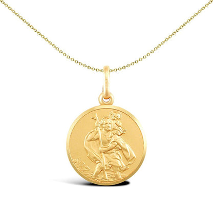 Solid 9ct Gold  Matte St Christopher Medallion Pendant - JPM003