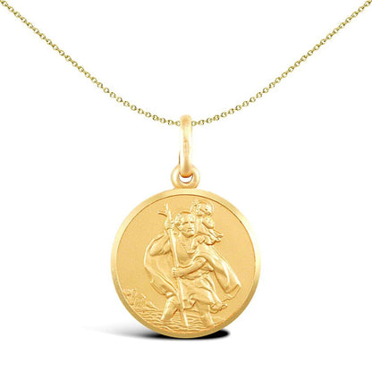 Solid 9ct Gold  Matte St Christopher Medallion Pendant - JPM004