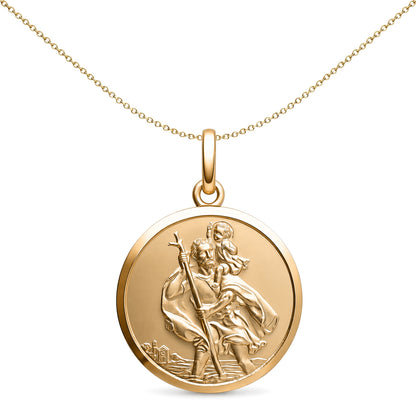 Solid 9ct Gold  Matte St Christopher Medallion Pendant - JPM006