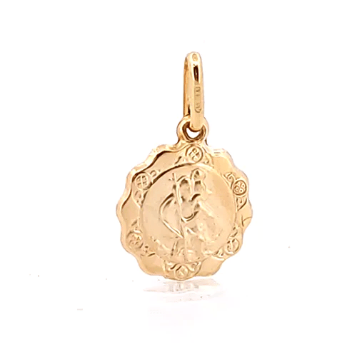 9ct Gold  Scallop Edged St Christopher Medallion Pendant - JPM009