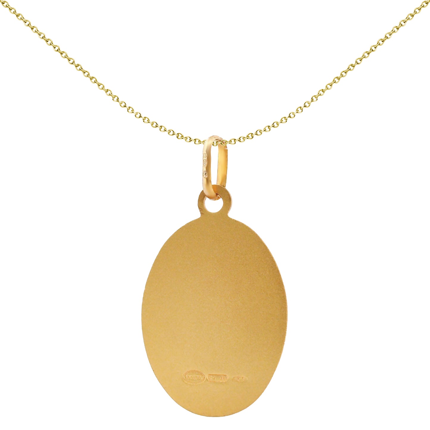 Solid 9ct Gold  Matte Oval St Christopher Medallion Pendant - JPM010