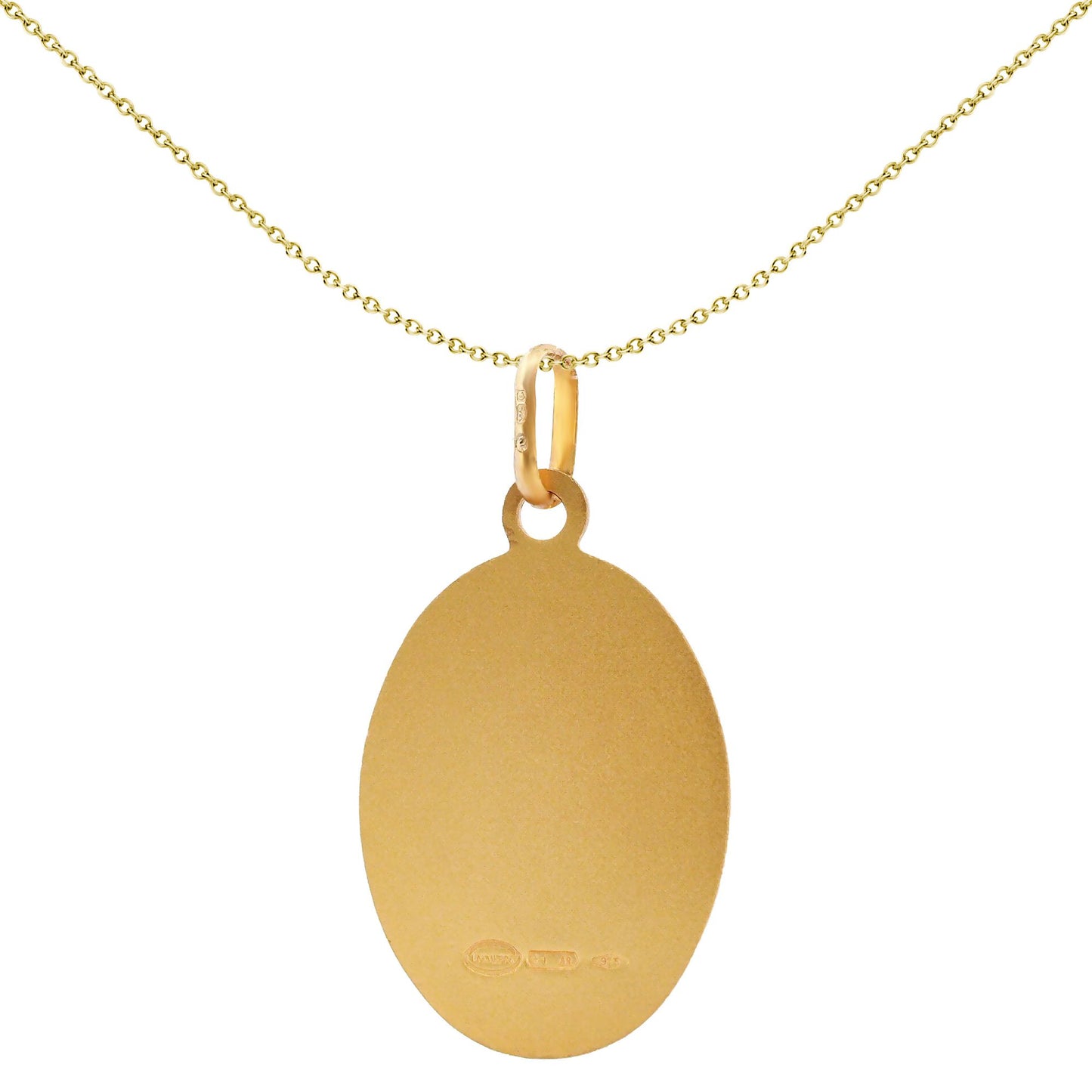 Solid 9ct Gold  Matte Oval St Christopher Medallion Pendant - JPM010