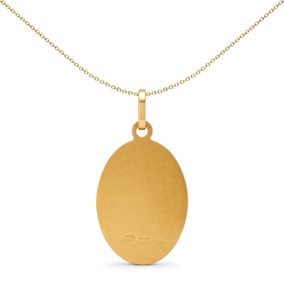 Solid 9ct Gold  Matte Oval St Christopher Medallion Pendant - JPM010