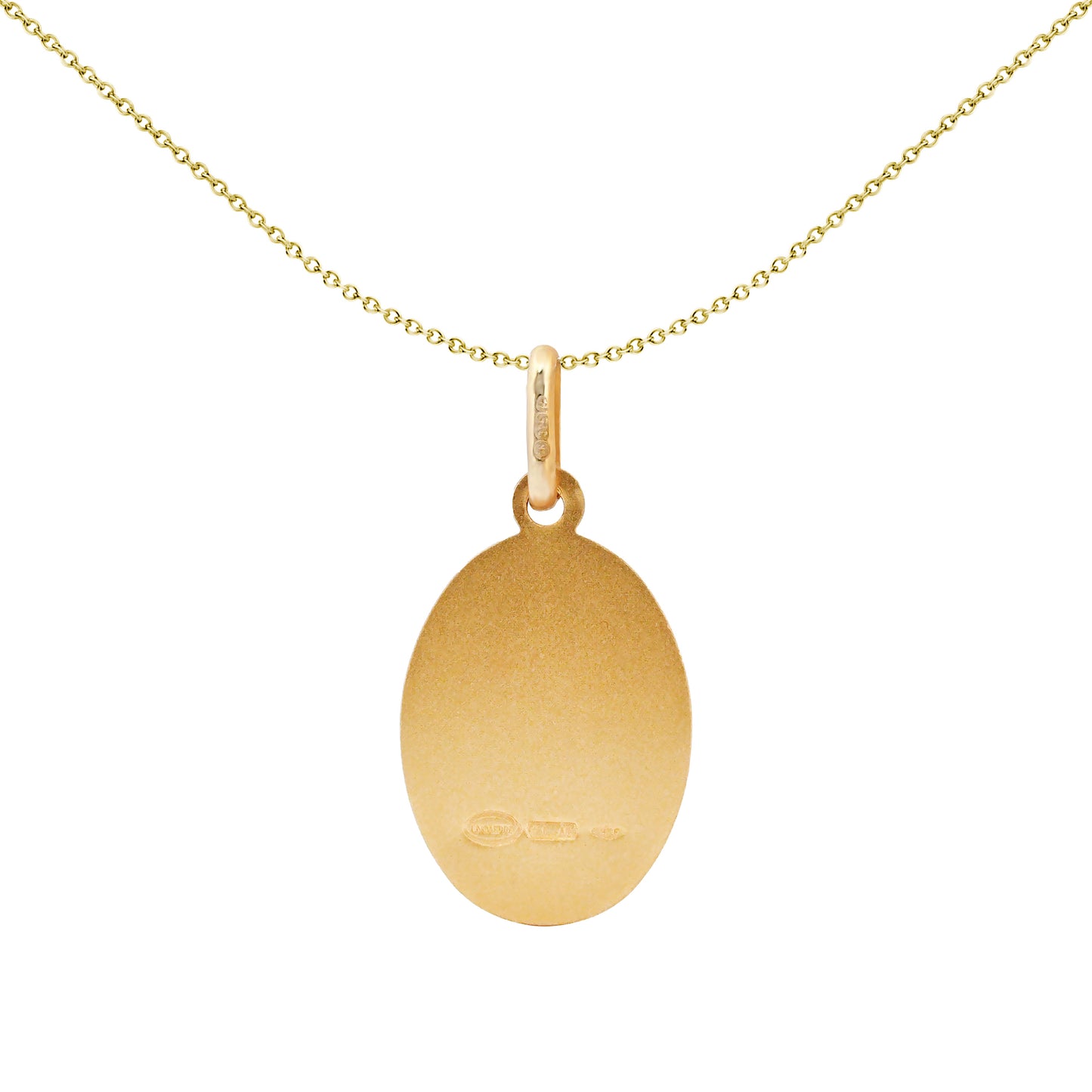 Solid 9ct Gold  Matte Oval St Christopher Medallion Pendant - JPM011