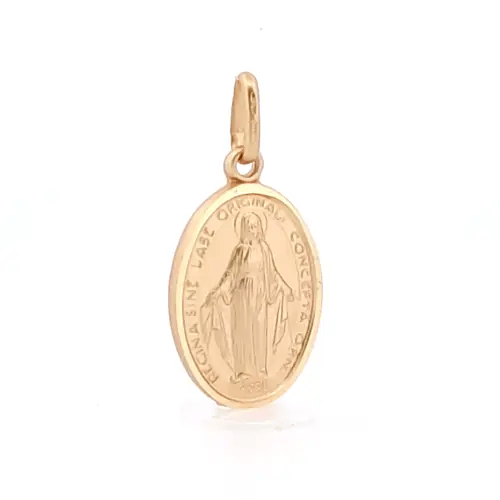 9ct Gold  Matte Oval Miraculous Madonna Medallion Pendant - JPM032