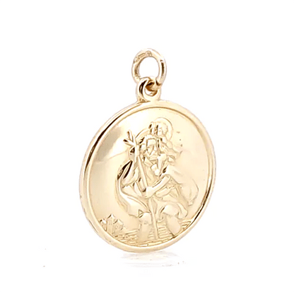 9ct Gold  Double Sided St Christopher Medallion Pendant - JPM035