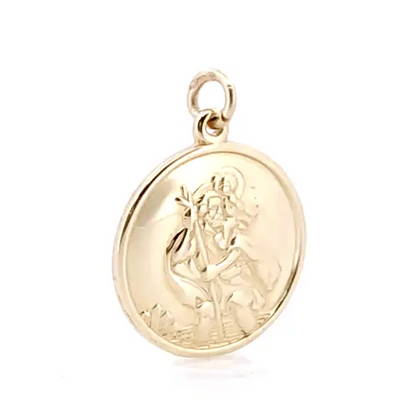 9ct Gold  Double Sided St Christopher Medallion Pendant - JPM035