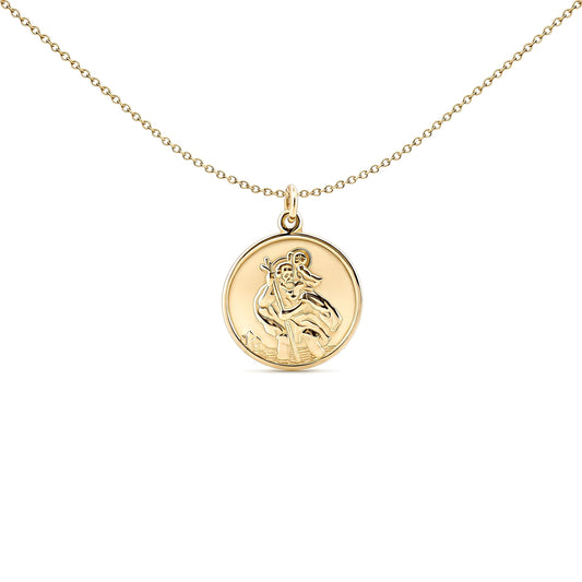 9ct Gold  Double Sided St Christopher Medallion Pendant - JPM035
