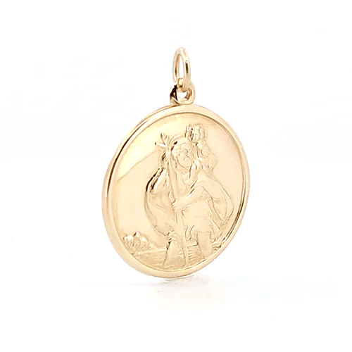 9ct Gold  Double Sided St Christopher Medallion Pendant - JPM036
