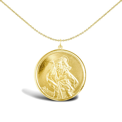 9ct Gold  Double Sided St Christopher Medallion Pendant - JPM037
